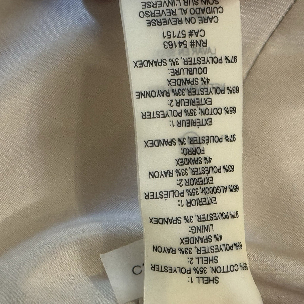 Calvin Klein Cotton Blend Tweed Blazer Jacket Size:4P Ivory Zip up Lined Pockets - Picture 14 of 14